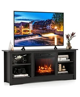 Gymax 58'' Tv Stand with 18'' Electric Fireplace Heater 3-Adjustable Shelves for 65'' Tv