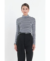 English Factory Women's Stripe Turtle Neck Top