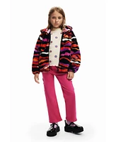 Desigual Girls Girls's Multicolored animal print faux fur jacket