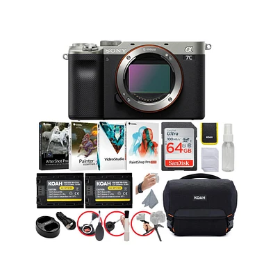 Sony Alpha a7C Full-Frame Mirrorless Camera Body (Silver) Essentials Bundle