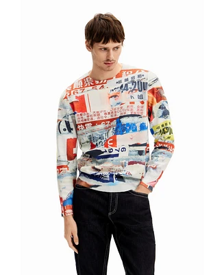 Desigual Men's Sweatshirt with Japanese magazine print