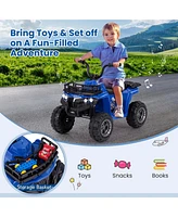 Costway Kids Ride On Electric Atv 6V 4-Wheeler Quad Car with One-Button Start Tread Tires
