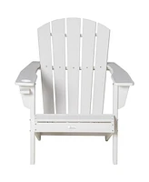 Outsunny Adirondack Chair with Cup Holder, Hdpe, White