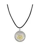 American Coin Treasures 16363 Presidential Seal 2 Tone Jfk Half Dollar Pendant with Leather Cord for Men