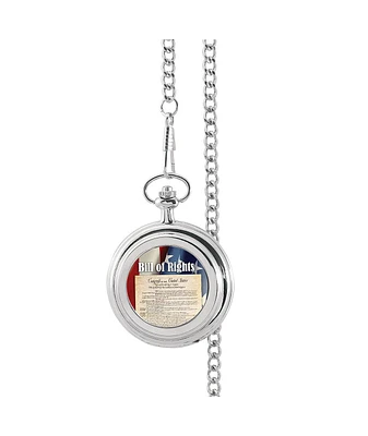 American Coin Treasures 16980 14 in. Bill of Rights Colorized Half Dollar Pocket Watch, Silver