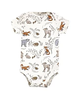 Touched by Nature Baby Boys Organic Cotton Bodysuits, Dreamy Woodland, 12-18 Months