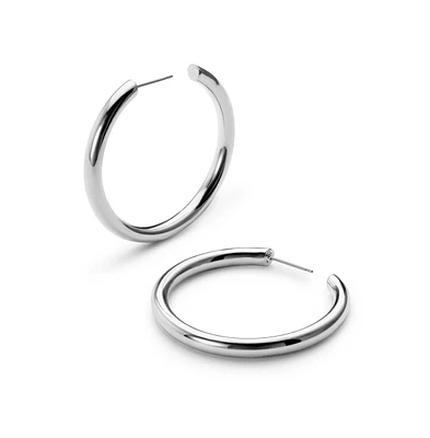 Ana Luisa Silver Hoop Earrings - Tia Medium Silver