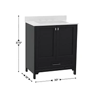 Merrick Lane Argos Single Sink Bathroom Vanity With Undermount Basin, Soft-Close Cabinet, Easy-Glide Drawer, And Carrara Marble Finish Countertop