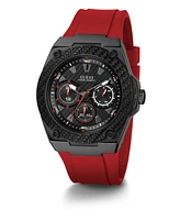 Guess Men's Multi-Function Red Silicone Watch, 45mm