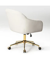 WestinTrends Upholstered Velvet Swivel Vanity Office Chair With Wheels