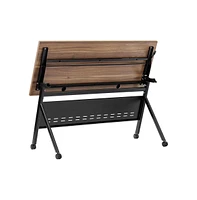 Emma+Oliver Griffin Heavy-Duty Flip Top Training Table With Nesting Design, Privacy Panel, Y-Legs, Tabletop