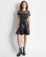 Dkny Women's Sequin Ruffled-Hem Mini Dress