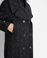 Dkny Women's Broken-Stripe Long-Sleeve Oversized Coat