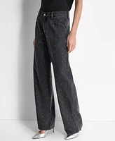 Dkny Women's Mid-Rise Embellished Straight-Leg Jeans