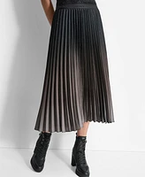 Dkny Women's Pull-On Logo-Waistband Pleated Midi Skirt