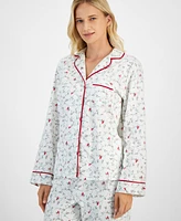 Charter Club Petite Women's Long-Sleeve Cotton Flannel Packaged Pajama Set, Created for Macy's