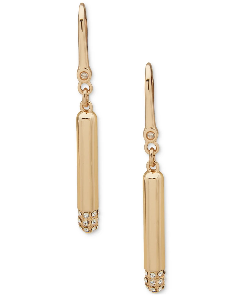 Dkny Gold-Tone Pave Bar Drop Earrings