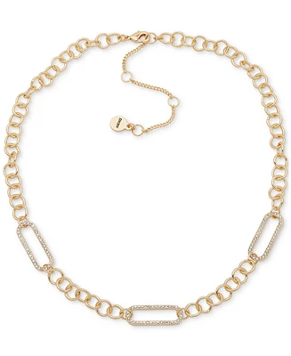 Dkny Gold-Tone Pave Link Necklace, 16" + 3" extender