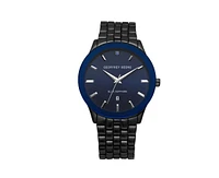 Geoffrey Beene Men's Genuine Blue Sapphore Gunmetal Tone Mettalized Bezel Bracelet Watch