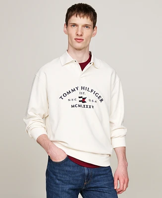 Tommy Hilfiger Men's Long Sleeve Nautical Arch Logo Polo Sweatshirt