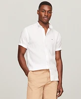 Tommy Hilfiger Men's Short Sleeve Button-Down Linen Shirt