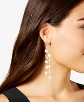 Emily in Paris Gold-Tone Pave & Freshwater Pearl Triple-Row Statement Earrings