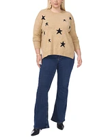 Vince Camuto Plus Star-Patterned Crewneck Sweater