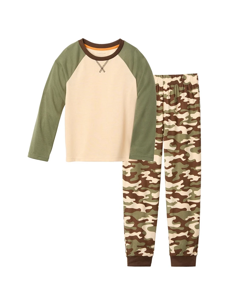 Cuddl Duds Boys Camo Fleece Jogger Pajama Set