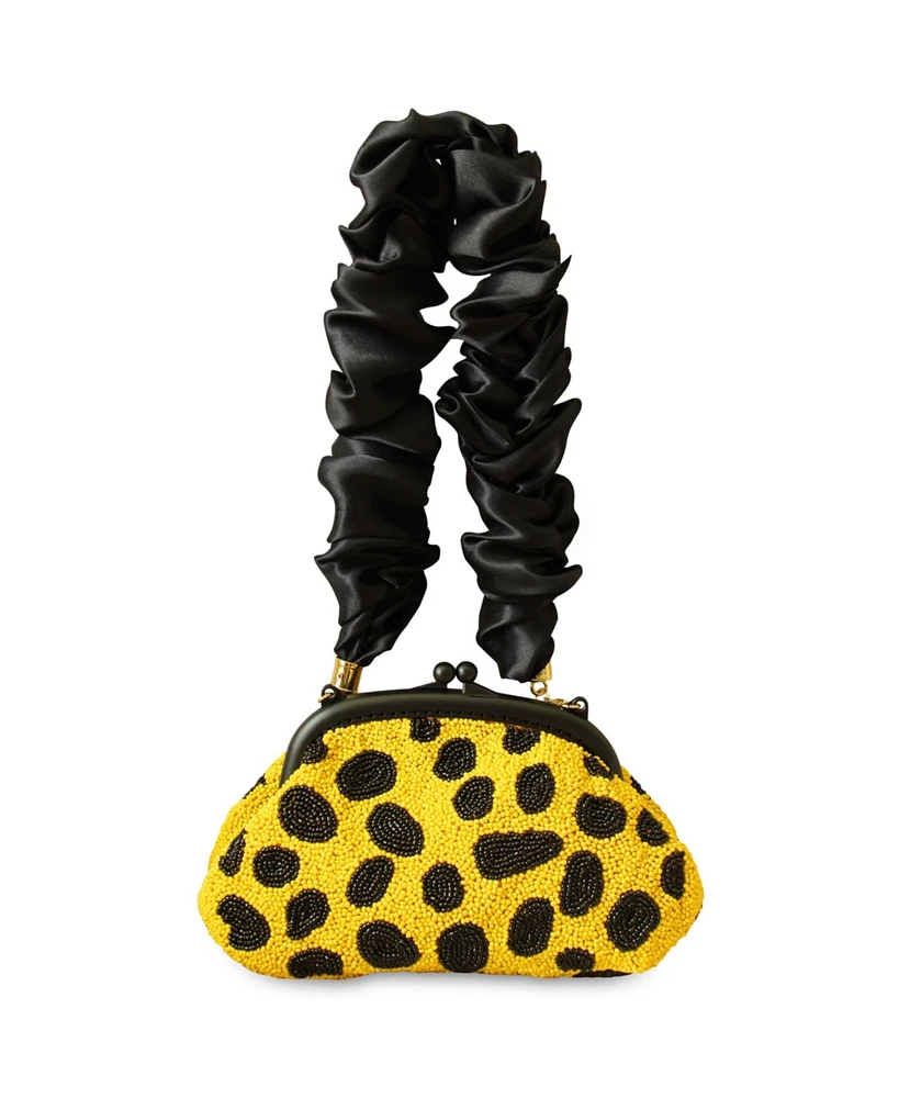 Brunna.Co Venom Arnoldi Hand-beaded Clutch Bag In Black & Yellow