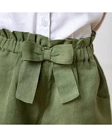 Hope & Henry Toddler Girls Pull-On Cinched Waist Linen Short