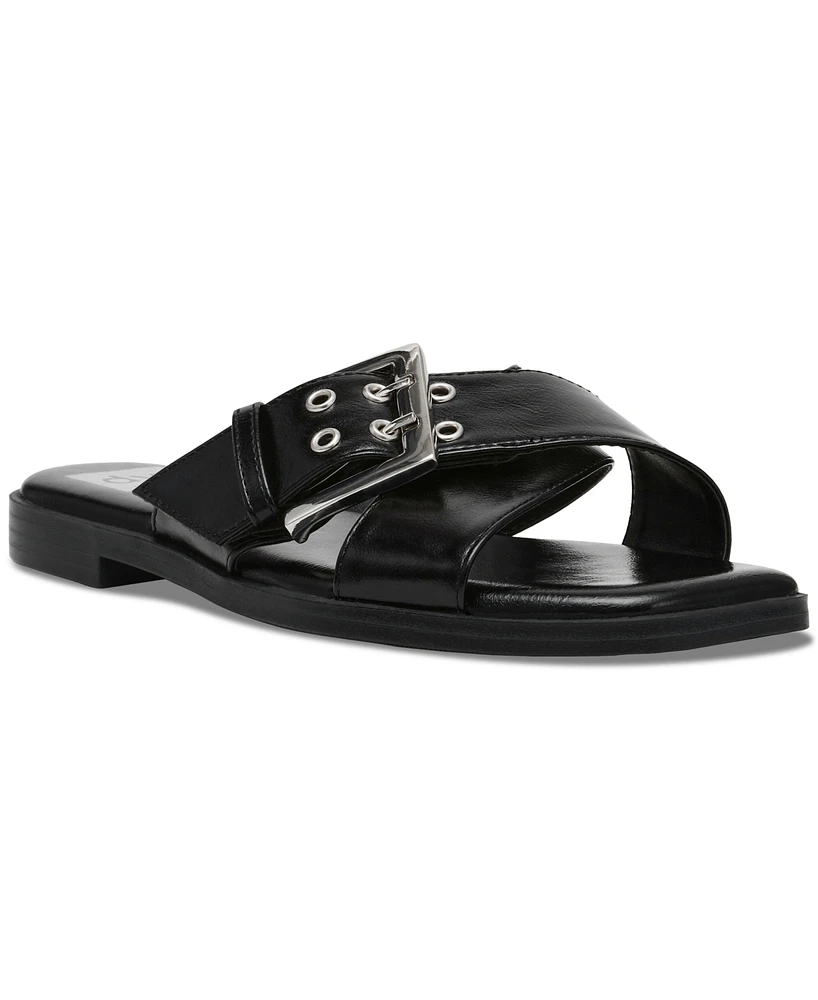 Dv Dolce Vita Women's Mayson Crossband Buckle Slide Flat Sandals