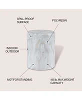 Jonathan Y Troy 16" Modern Minimalist Faux Marble Column Indoor/Outdoor Accent Table, Gray/Gold