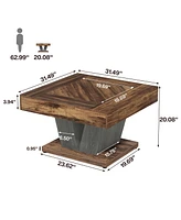 Tribesigns Square Coffee Table, Wood Coffee Table for Living Room, 31.5" Modern Center Table Cocktail Tea Table Accent Table, Rustic Brown & Black