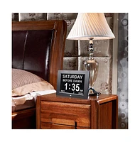 8" Large Digital Lcd Day Clock 6-Alarm Dimmable Calendar Dementia Home Wall Table