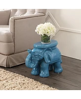 Jonathan Y White Elephant 14.25" Ceramic Garden Stool, Red