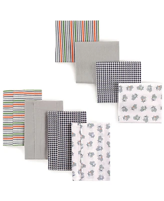 Luvable Friends Infant Boy Cotton Flannel Burp Cloths and Receiving Blankets, 8-Piece, One Size