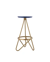 Jonathan Y Spiroa 30" Modern Industrial Metal Backless Circular Bar Stool, Green Seat with Gold Frame