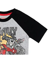Avengers Boys Marvel Spider-Man Black Panther Iron Man Hulk Captain America 2 Pack Graphic T-Shirts to