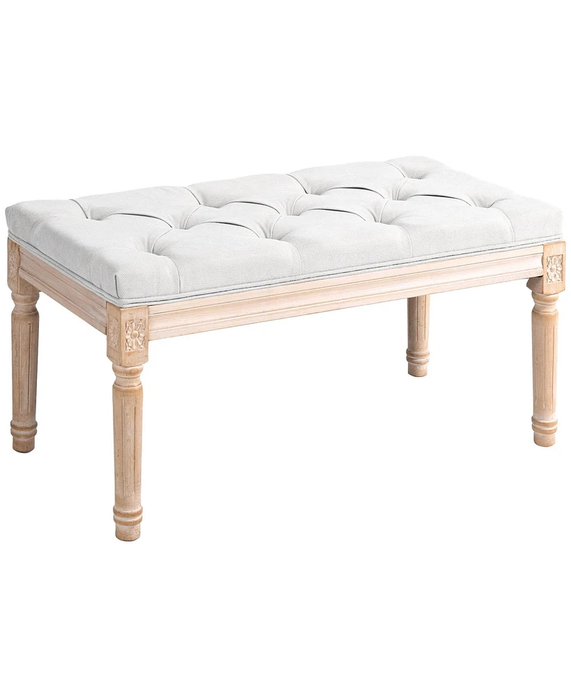 Homcom 32" End of Bed Bench, Upholstered Bedroom Bench, Cream White