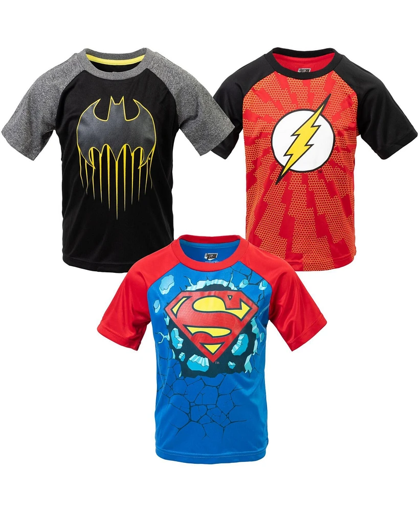 Dc Comics Boys Justice League Batman Superman Flash [SizeRangeDescription1] Athletic 3 Pack T-Shirt [SizeDescription1]