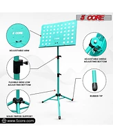5 Core Music Stand for Sheet Music Blue Adjustable Holder for Guitar, Ukulele, Violin Players - Mus Blu