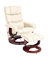 Homcom Pu Leather Massage Recliner with Ottoman and Remote, Cream White