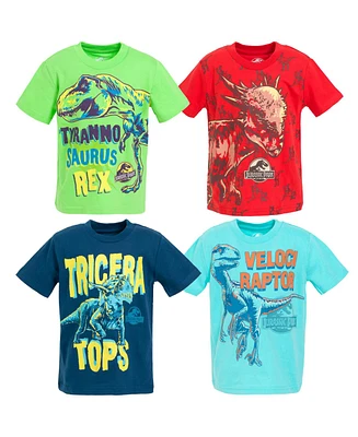 Jurassic World Boys Dinosaur T-Rex 4 Pack T-Shirts to