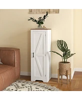 Homcom Farmhouse Storage Cabinet with Adjustable Shelf Barn Door, White