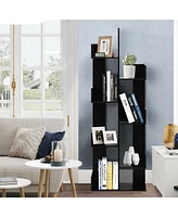 Gymax 8-Tier Bookshelf Bookcase w/8 Open Compartments Space-Saving Storage Rack White