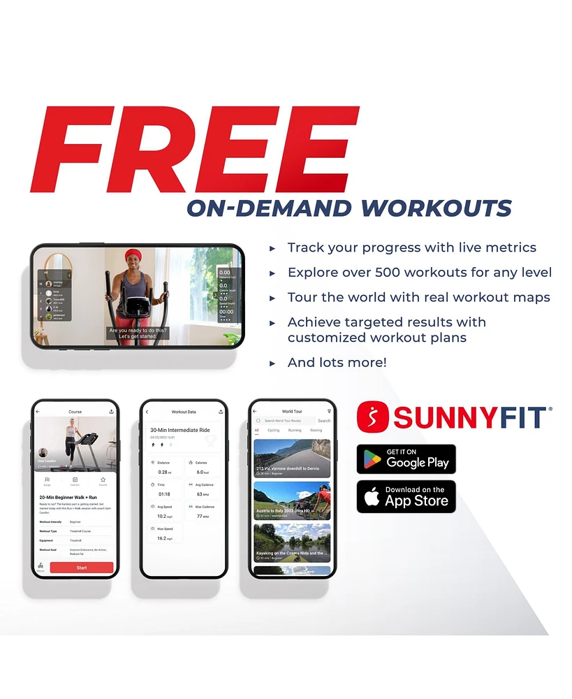 Sunny Health & Fitness Smart Elliptical Exercise Machine with 16