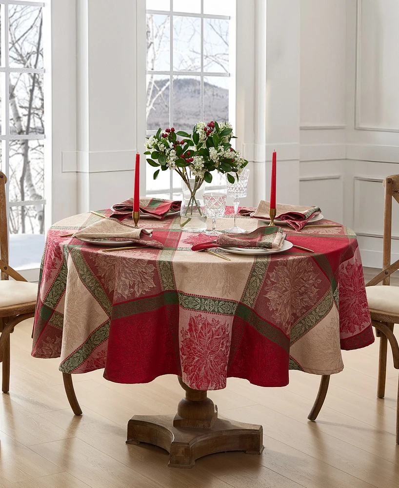 Elrene Prestige Poinsettia Jacquard Round Tablecloth, 70"