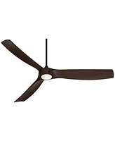 Casa Vieja 70" Kona Wind Large Modern Industrial Indoor Outdoor Ceiling Fan 3 Blade Led Light Remote Control Black Finish Walnut Finish Blades Bedroom