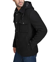 Cole Haan Men's Full-Zip Twill Field Jacket with Removable Hood