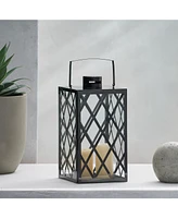 Streamdale Furniture Gorgeous Stainless Steel Lantern with Lattice Pattern and Tempered Glass